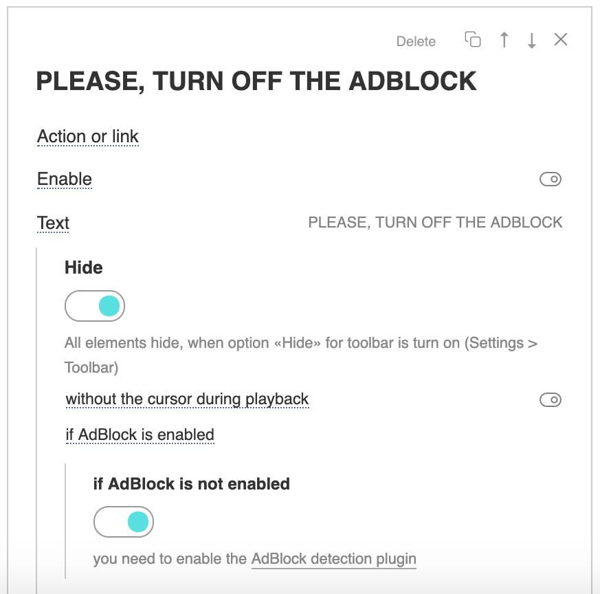 adblock options not showing